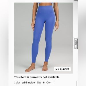 Lululemon Align Leggings "Wild Indigo" 28” length Size 6